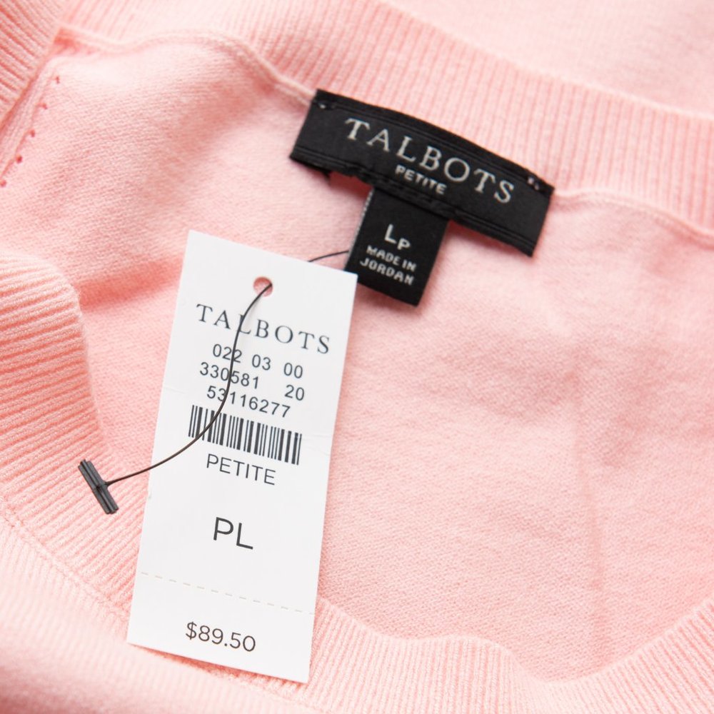 Talbots Pointelle Sweater Lightweight Cozy Peach Pink Size Large Petite New - Picture 4 of 6